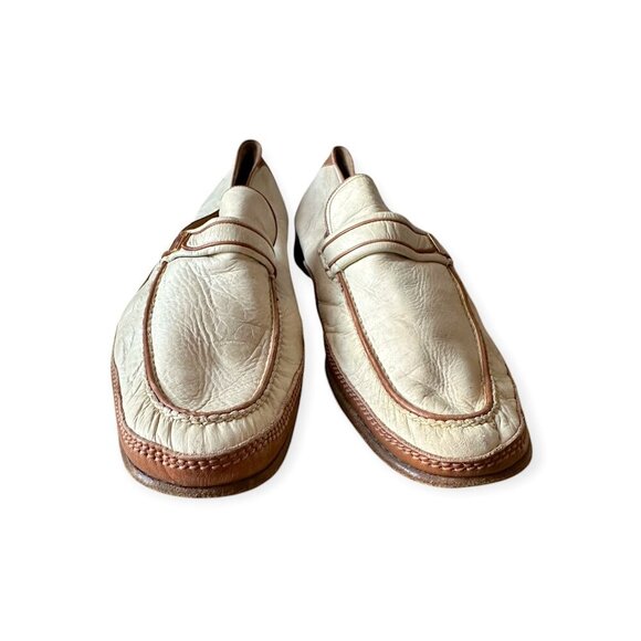 Vintage Gucci Men’s Loafers Ivory Leather Logo Buckle 1970s Italy main image 8